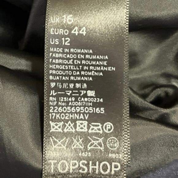 Topshop Navy Blue Zip Up Collar Long Sleeve Windbreaker Rain Coat Jacket 12 - Picture 4 of 5